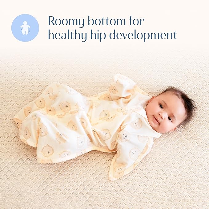 SleepingBaby Zipadee-Zip Transition Swaddle - Cozy Baby Swaddle Blanket with Zipper Convenience - Roomy Wearable Blanket for Easy Diaper Changes - Lions, X-Small (3-6 Month)