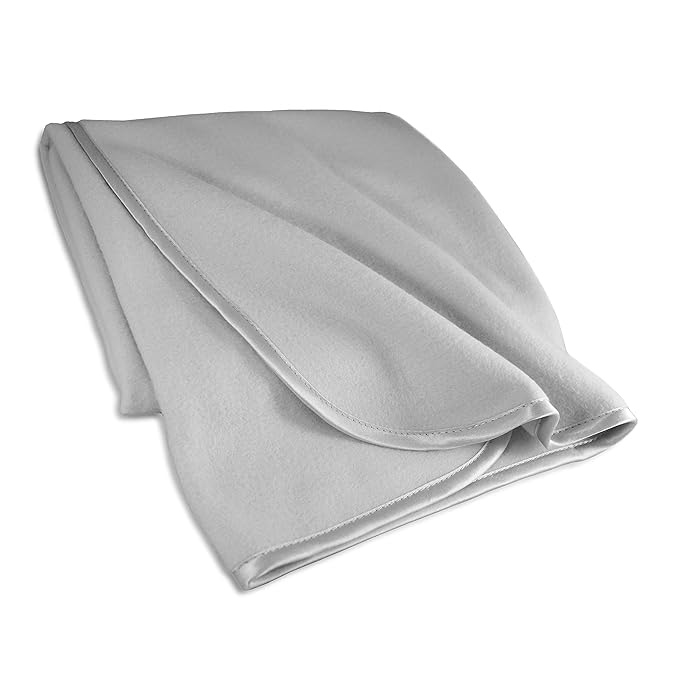 American Baby Company Fleece Blanket with Silk-Like Satin Trim, Soft, Warm & Cozy, Gray, 30" x 30" for Boys and Girls, Perfect for Baby Carrier, Stroller, Travel and Gifting