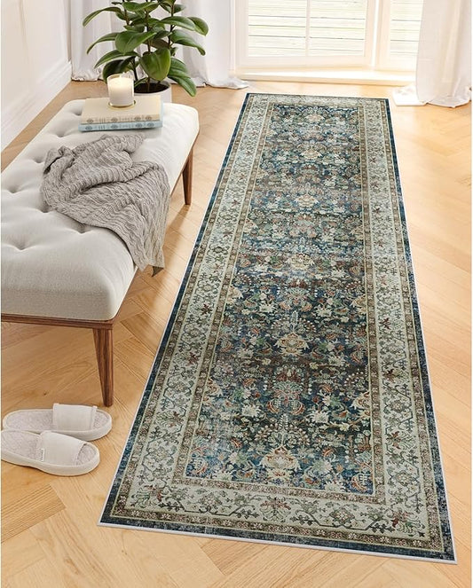Dripex Tribal Washable Runner Rug-2x5 Non-Slip Non-Shedding Runners for Hallways Stain Resistant Kitchen Mat Laundry Entryway Carpet Runner for Doorway Entrance Bedroom Living Room Decor
