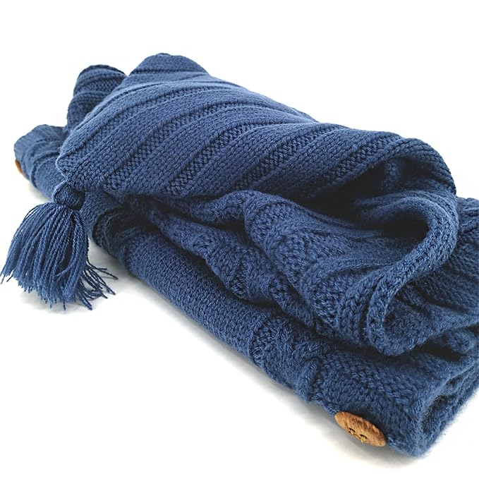 XMWEALTHY Newborn Baby Wrap Swaddle Blanket Knit Sleeping Bag Receiving Blankets Stroller Wrap for Baby(Dark Blue) (0-6 Month)