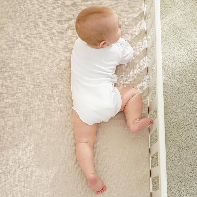 Bearmoss Muslin Crib Sheets 100% Cotton Baby Crib Sheets Fitted for Standard Crib Mattress & Toddler Bed Mattress 52"x28" Soft Breathable Crib Sheet Neutral for Boys Girls - 2 Pack (Baby Face)