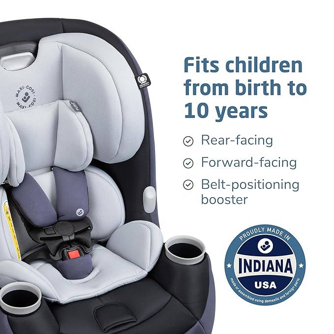 Maxi-Cosi Pria All-in-One Convertible Car Seat, Rear Facing Car Seat for Infants from 4-40 lbs, Forward Facing Car Seat up to 100 lbs in Booster Seat Mode, Midnight Slate