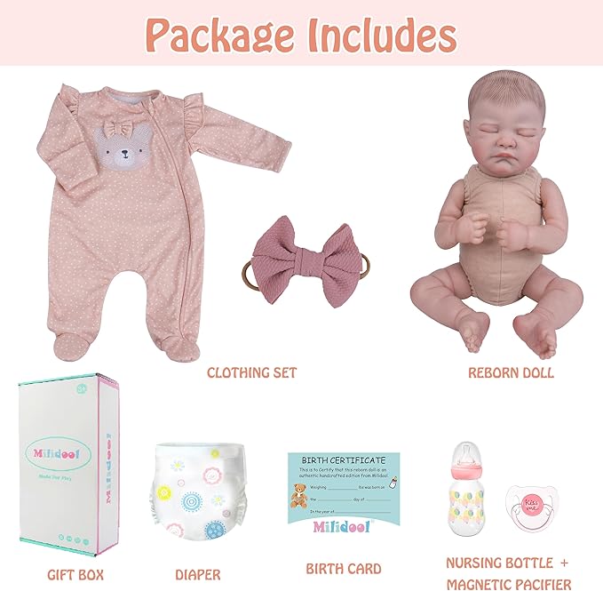 Milidool Reborn Baby Dolls Realistic - Lifelike 20 Inch Newborn Baby Doll Girls with Poseable Limbs, Nice Gift for Kids 3+