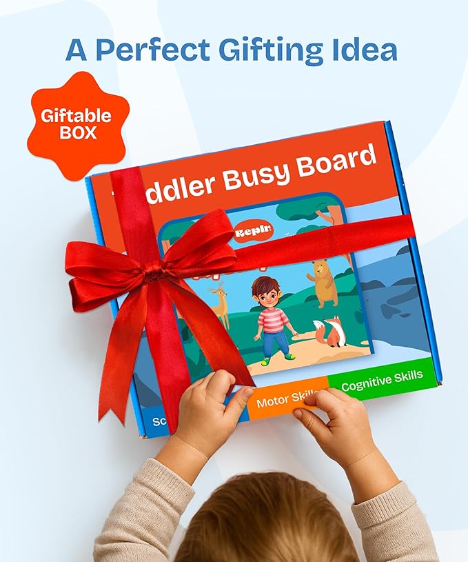 Montessori Toddler Toy Busy Board, Interactive Baby Books and Toddler Busy Book, Travel-Friendly Sensory Activity Book Enhancing Fine Motor Skills