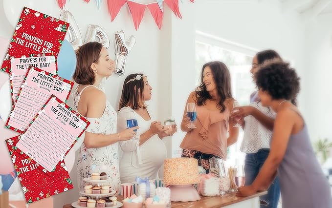 Baby Shower Game Cards, Prayers for Baby Game, Christmas Party Cards for Gender Neutral, Set of 30 Cards(Chris008)