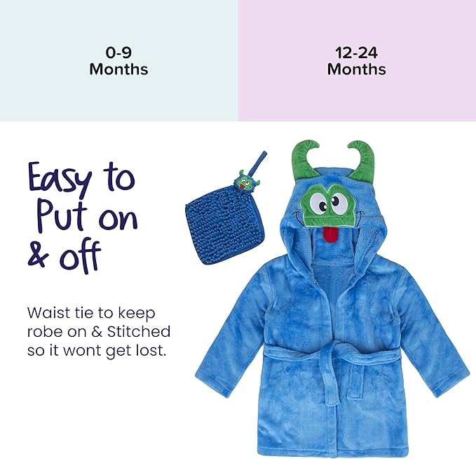 Rising Star Baby Toddler Robe Or Kids Robe for Girls and Boys - Kids & Baby Bath Robe Spa Set with Washcloth or Slippers