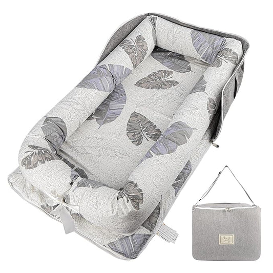 TDTOK Baby Lounger, Soft Breathable Cotton Baby Lounger 0-12 Months, Portable Floor Baby Nest Lounger for Home and Travel Newborn Essentials Gifts for Boys & Girls Baby Lounger Bed