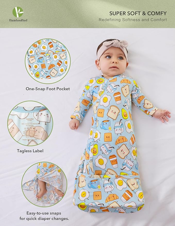 Baby Nightgowns Sleeper Gown Newborn Long Sleeve Pajama Gowns Unisex Viscose from Bamboo Infant Sleepwear