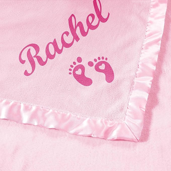 Personalized Baby Blanket with Name, Custom Flannel Swaddle Blankets, Customized Receiving Blanket for Girls, Baby Shower Birthday for Newborn - Pink(36" x 36")