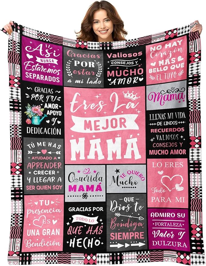 Regalos para Mama - Gifts for Mom in Spanish - Mom Gifts from Daughter Son - Best Mama Ever Presents - Mothers Day Christmas Valentines Day Birthday Presents for Mother - Mamas Blanket 60"x80"