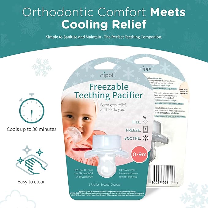 Freezable Orthodontic Pacifier for Teething - Orthodontic Design Teething Pacifier for Baby Teething Relief - Medical Grade Silicone Pacifier