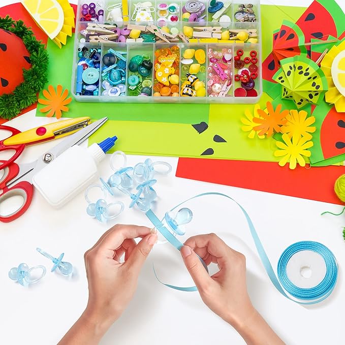 Jetec 48 Pieces 2.5 Inch Acrylic Baby Pacifiers Gender Reveal Party Decorations for DIY Baby Shower Birthday Party Favors(Blue)