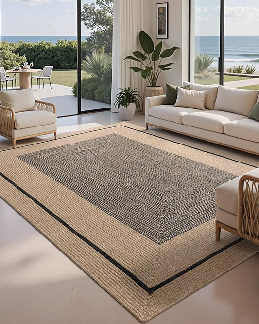 LUMI Jute Area Rug 6x9 for Living Room, Natural Handwoven Rugs Non Slip, Farmhouse Braided Carpets No Shedding for High Traffic, Dining Room, Indoor, Outdoor, Patio