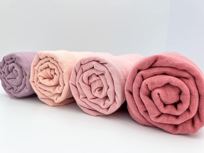 BWD Baby Swaddle Blanket – Ultra-Soft Bamboo Viscose & Organic Cotton Muslin – Lightweight, Breathable, Stretchy – Newborn Essential 47" (Rosewood)
