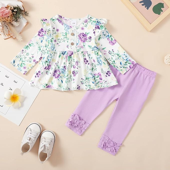 Baby Girl Clothes Toddler Girl Outfits Ruffle Shirt Pants Cute Infant Outfit Set Baby Girl Fall Winter Clothes