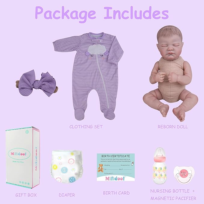 Milidool Realistic Reborn Baby Dolls - 20 Inch Lifelike Newborn Baby Doll Girl Real Life Baby Dolls with Weighted Soft Body for Kids Age 3+