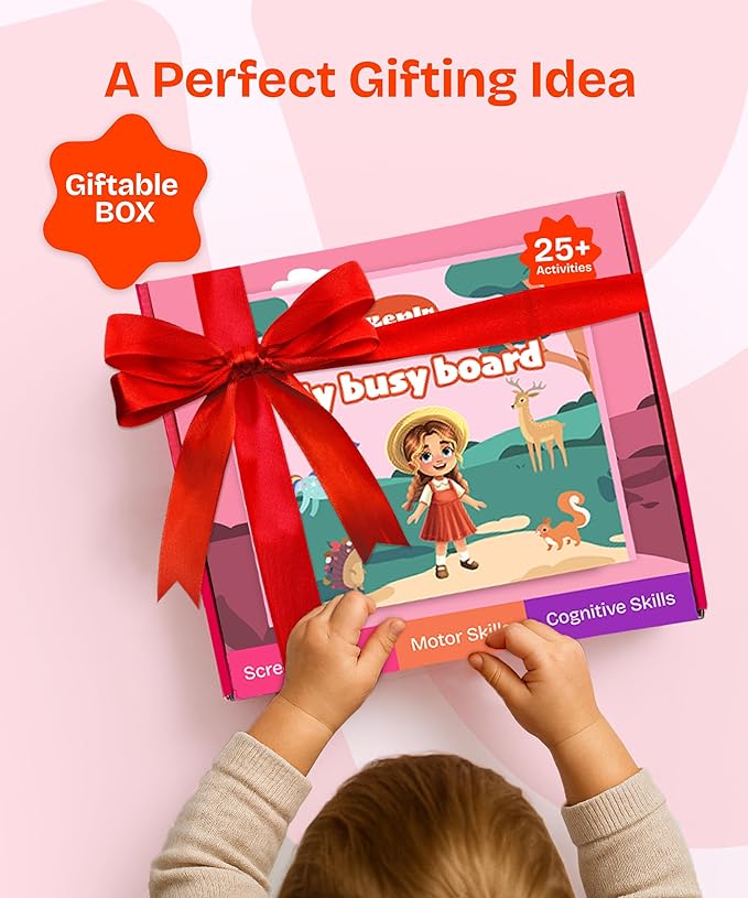 Toddler Busy Board Montessori Toys for Toddlers 1-3 Year Old Educational Activity Book Board Sensory Travel Toys Ages 2-4 Preschool Learning Fine Motor Skills Toy Quiet Book Gift for Kids