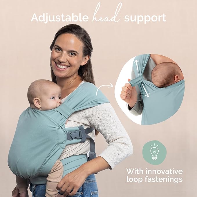Boba Bliss Baby Carrier Newborn to Toddler (7-35 lbs) - Light & Breathable Toddler Carrier - Certified Hip-Healthy, Adjustable Straps for All Parents, Hybrid, Soft & Stretchy 0-18 Months (Sea Mist)