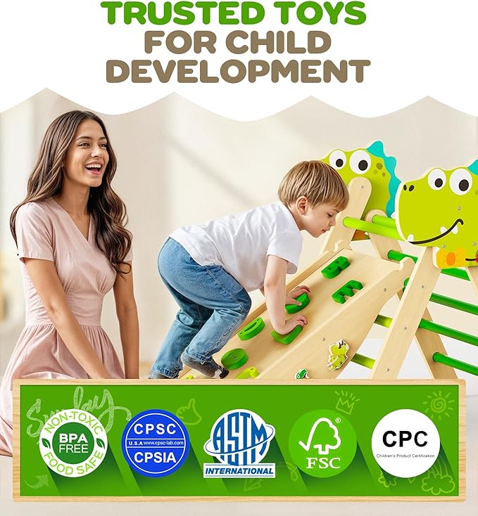 Pikler Triangle Climbing Set - 11-in-1 Foldable Indoor Jungle Gym for Toddler 1.8M-7Y, Baby Climbing Toys, Montessori Climber Gifts, Wooden Climbing Playground for Playroom & Nursery