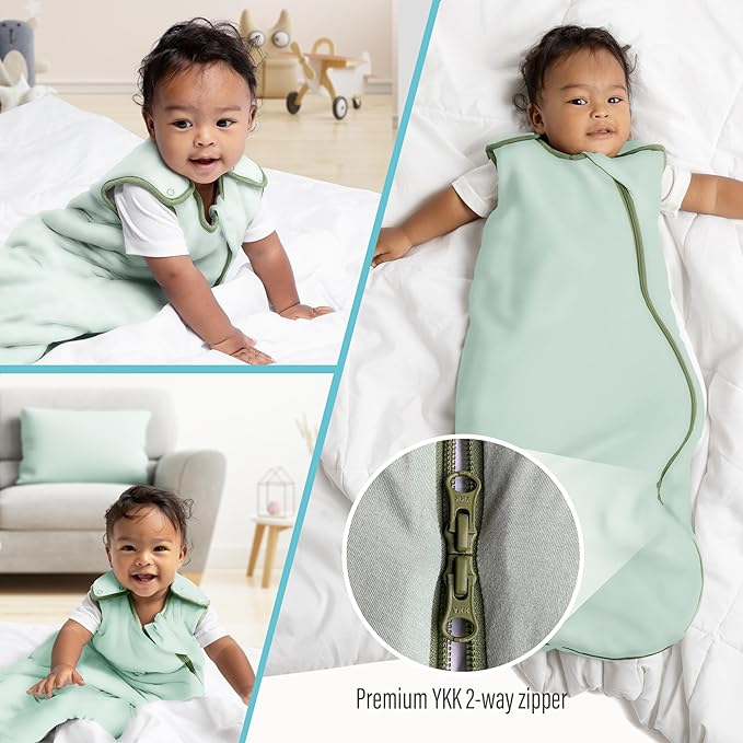 Rayon Made from Bamboo Sleep Sack 1.0 TOG 6-18 Months Unisex Baby Sleeping Bag with 2-Way Zipper Breathable Wearable Blanket Baby