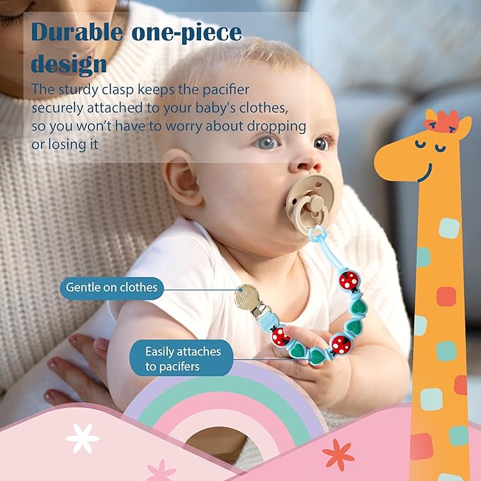 Silicone Pacifier Clips for Boys & Girls – Personalized Pacifier Holder;Neutral & Cute Pacifier Clips for Babies;Teething, Soothies – BPA-Free, Durable & Soft (Blue)