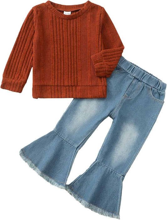 Mioglrie Toddler Girl Clothes Little Girl Denims Outfits Jeans Pants Set Little Baby Toddler Baby Clothes for Girl