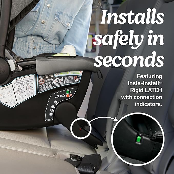 Graco Gomax Infant Car Seat, Orchid Haze, Lightweight, Reclining Rear Facing Car Seat Installs with or Without a Base
