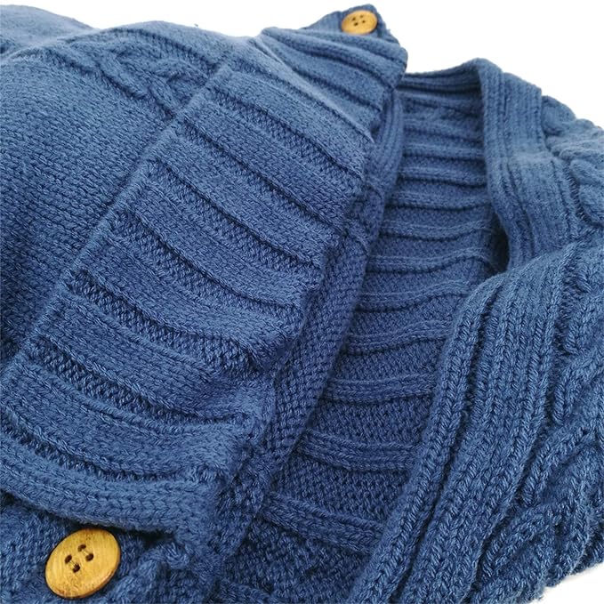 XMWEALTHY Newborn Baby Wrap Swaddle Blanket Knit Sleeping Bag Receiving Blankets Stroller Wrap for Baby(Dark Blue) (0-6 Month)
