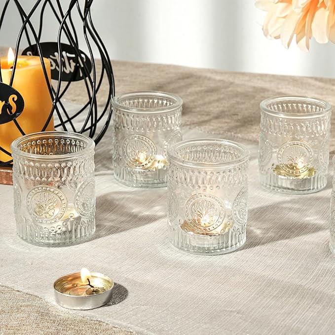 30 Pcs Votive Candle Holders, 2x2.5in Clear Glass Tea Light Candle Holder for Home, Votives for Fall Wedding Decor, Party, Christmas Decor & Gifts