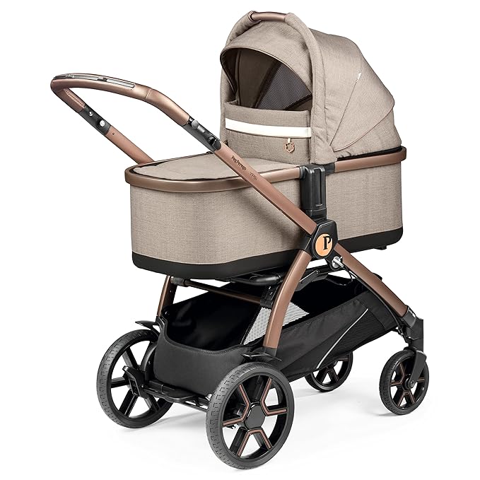 Ypsi – Compact Single to Double Stroller – Compatible with All Primo Viaggio Infant Car Seats & Ypsi Bassinets - Made in Italy - Mon Amour (Beige, Pink, & Rose Gold)