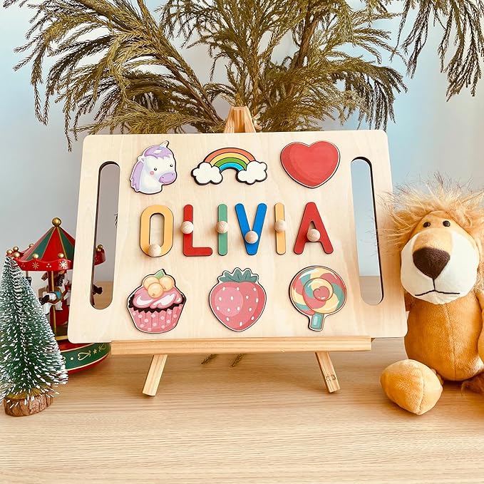 Name Puzzle for Kids Personalized, Custom Baby Name Puzzle, Customized Birthday Gifts for Boys and Girls, Personalized Baby Wooden Learning Toys