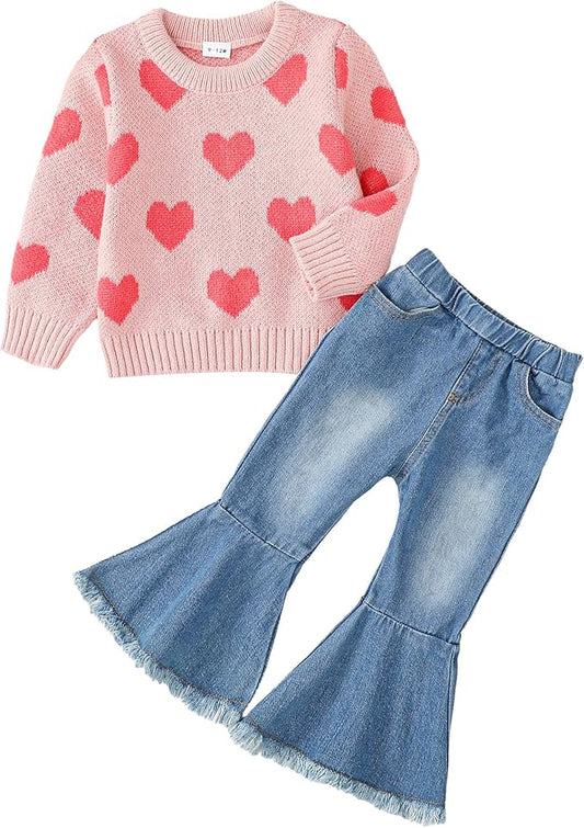 Mioglrie Toddler Girl Clothes Little Girl Denims Outfits Jeans Pants Set Little Baby Toddler Baby Clothes for Girl