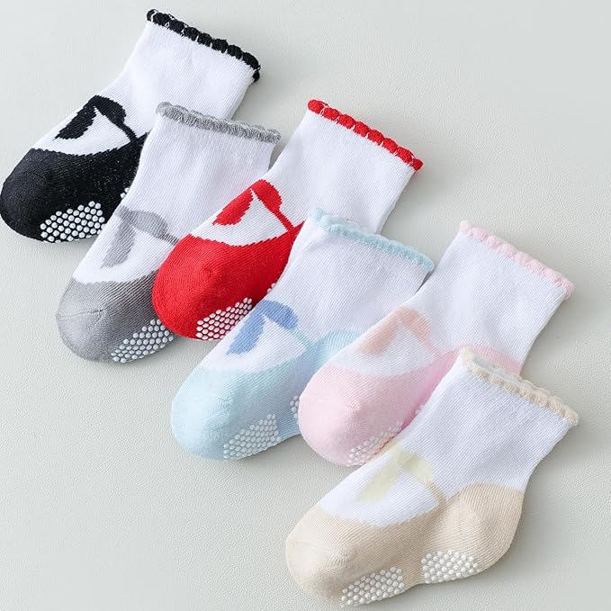 EPEIUS Unisex Baby Girls Boys Non-Slip Socks (Set of 6)