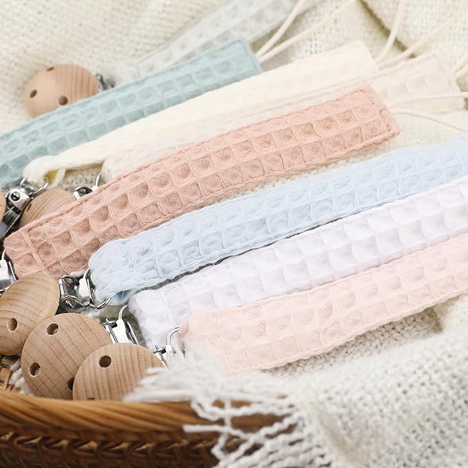 Pacifier Holder Pacifier Clips 4 Pack,Soft Fabric Strap, Silky Plush Pacifier Leash for boy and Girl 4 Pack