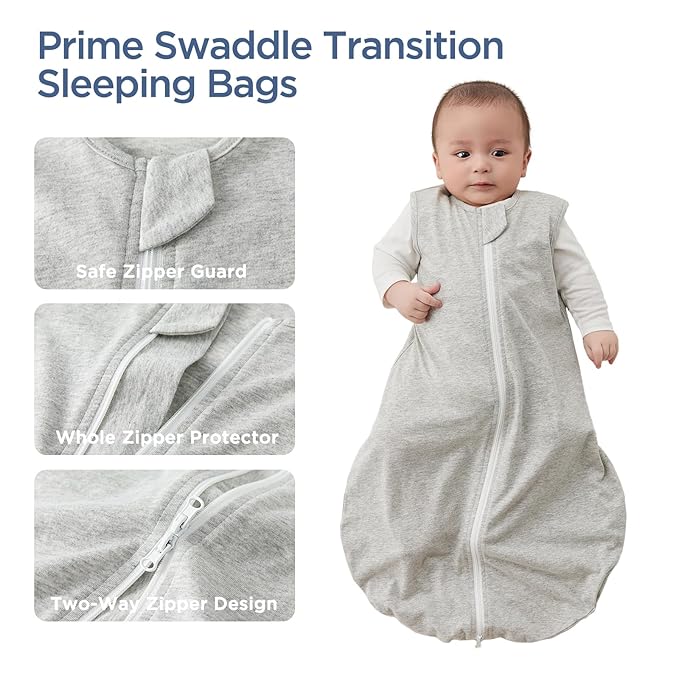 Duomiaomiao 3 Pack Baby Sleep Sack 100% Organic Cotton Lightweight Breathable Comfy Toddler Sleeping Sack (0.5tog Pandas, Small)