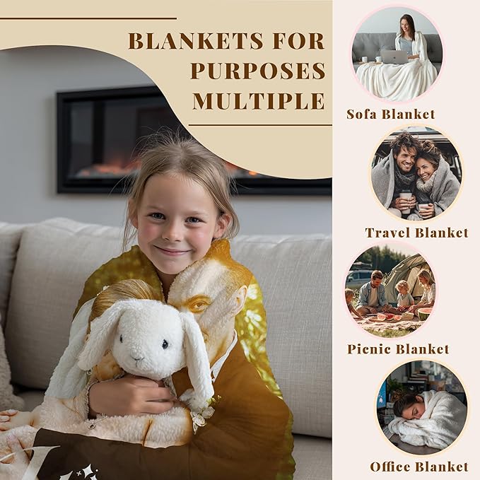 Custom Personalized 9 Photo Collage Blanket Thow Gifts with Text, Customized Pictures Blankets Gift for Christmas Birthday Thanksgiving Adults Kids Dad Mom Girlfriend Boyfriend (1 Grid Text)
