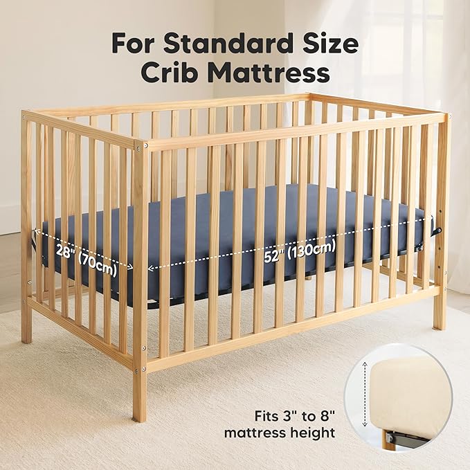 2-Pack Waterproof Crib Sheets for Boy, Girl - Organic Cotton 52X28 Fitted Crib Sheets Neutral,Crib Mattress Protector Sheets,Soft Toddler Bed Sheets,Washable Infant Fitted Baby Crib Sheets(Maritime)