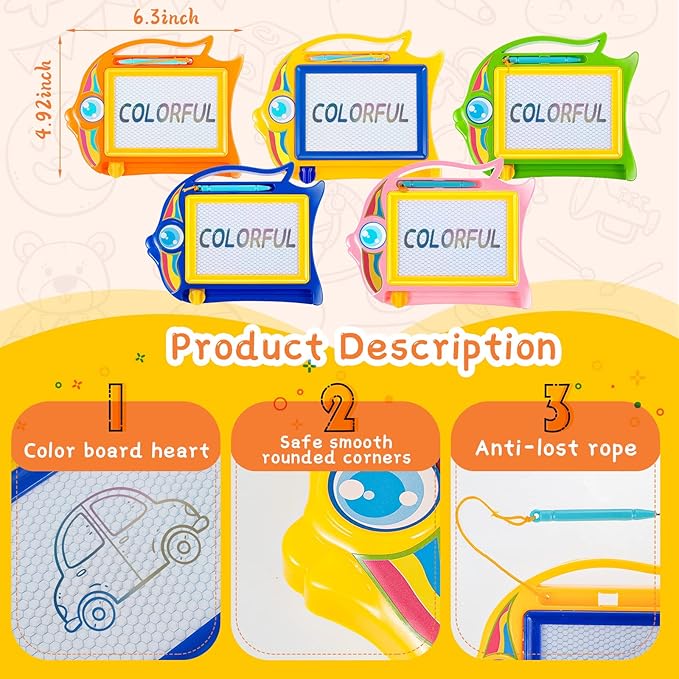 24 Pcs Mini Magnetic Drawing Board for Kids, Erasable Doodle Board Tablet Colorful Sketch Writing Pad for Classroom Rewards Prizes Birthday Party Favors Goodie Bag Stuffers