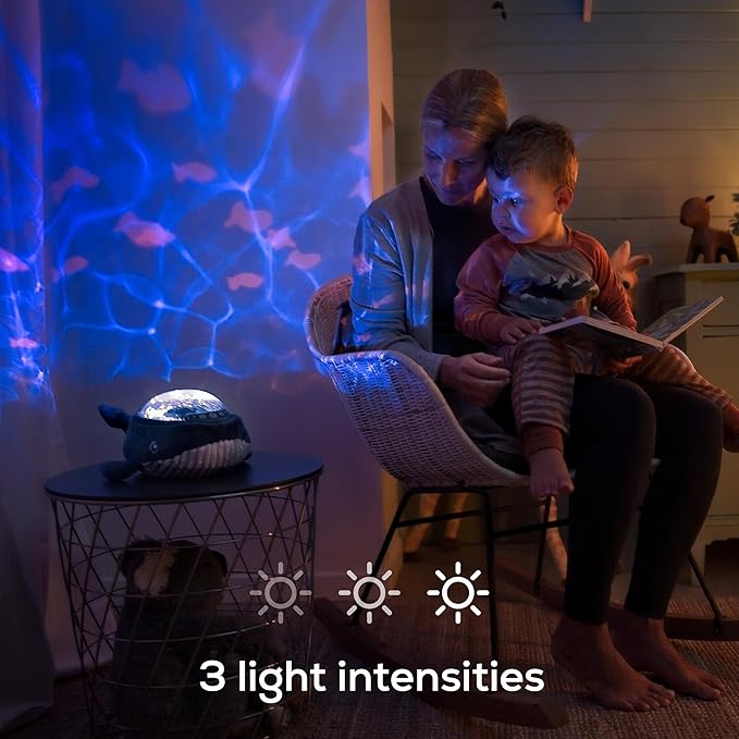 Angelcare Bobbi The Whale Ceiling Night Light Projector for Babies and Kids, Sleep Soother with Adjustable Volume Lullabies, White Noises, 3 Night Light Intensities