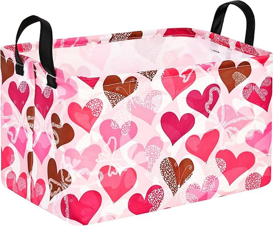 Rectangle Heart Partten Kids Gift Home Shelf Storage Basket Organizer Box Clothes Laundry Hamper Toys Nursery Basket Baby Laundry Box with Handles