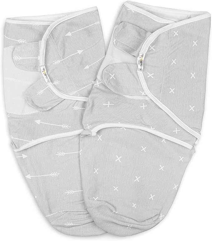 BaeBae Goods Swaddle Blanket, Adjustable Infant Baby Swaddling Wrap Set of 4, Baby Swaddling Wrap Blankets for Boys and Girls Made in Soft Cotton (Grey Triangles, 0-3 Months)