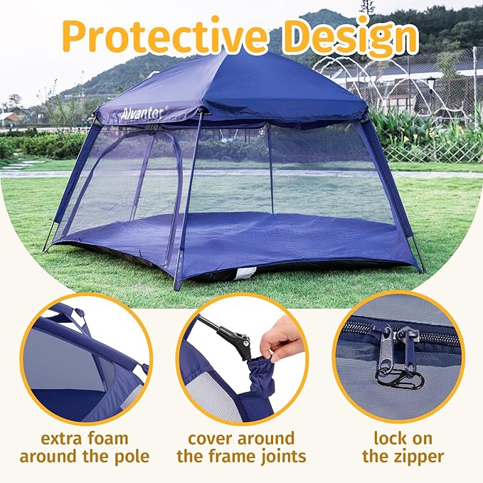 Alvantor Baby Playpen Play Yard 84"x84"x44”Large Kids Tents Pop Up Play Tent Indoor Outdoor Playhouse for Babies Toddlers Children Camping Playground Beach, 36-96 Months, Navy