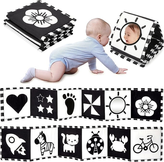 URMYWO Black and White Tummy Time High Contrast Newborn Toys 0-3 Months, Soft Baby Book, Visual Stimulation Montessori Sensory Infant Toys 0-6-12 Months, Shower Gift for Boys Girls