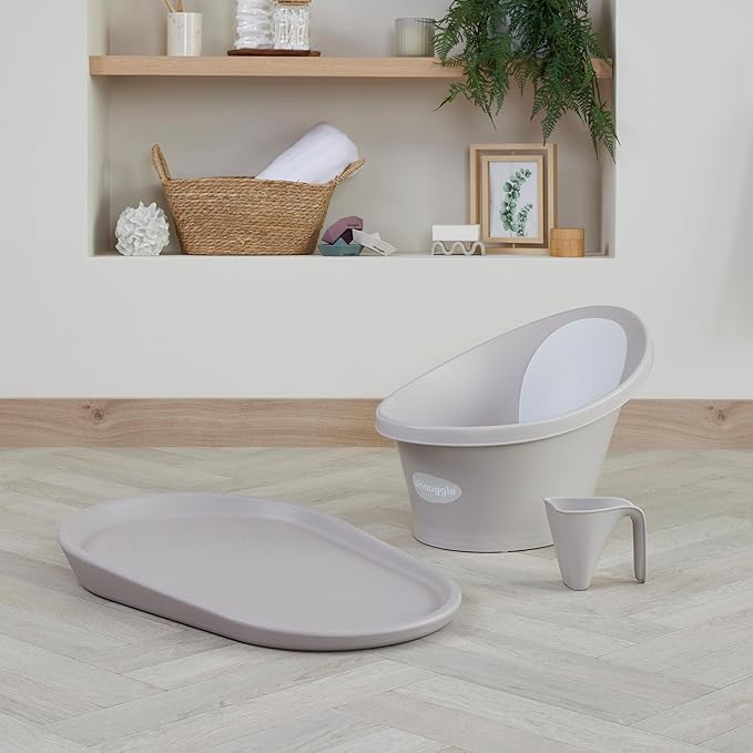 Newborn Baby Bath | Built in Support Bump and Soft Backrest | Suitable from Newborn | Bath Seat Support Includes Plug | Taupe