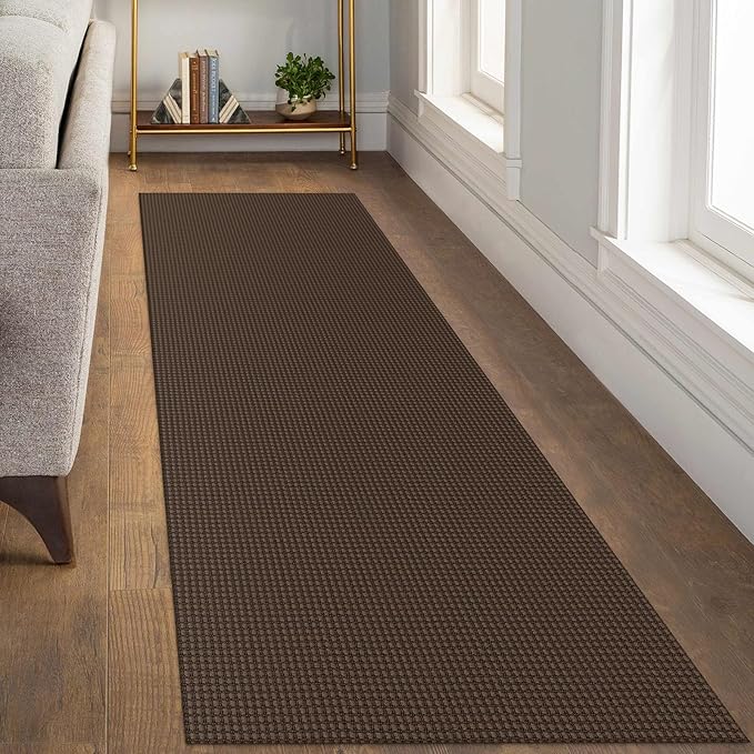 KOZYFLY Runners for Hallways 3x8 ft Washable Kitchen Runner Non Slip Rubber Backed Hall Runners Cotton Entryway Runner Rugs Floor Carpet for Indoor Backdoor Bedroom Kitchen, Reddish Brown/Coffee