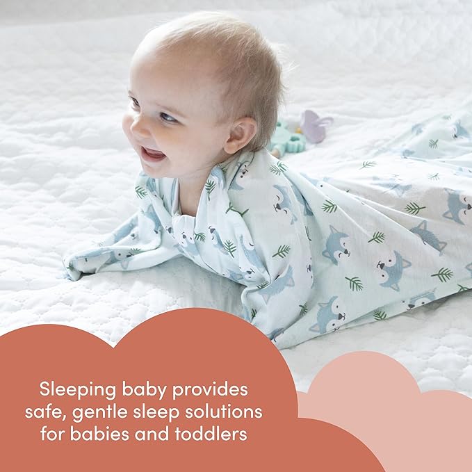 SleepingBaby Zipadee-Zip Transition Swaddle - Cozy Baby Swaddle Blanket with Zipper Convenience - Roomy Wearable Blanket for Easy Diaper Changes - Happy Wolf, X-Small (3-6 Month)