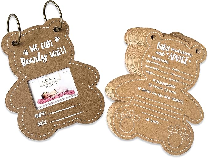 Kate Aspen Teddy Bear Advice Cards and Baby Predictions For Baby Shower Games - We Can Bearly Wait Baby Shower Decorations - Gender Reveal Games, Party Activity And Keepsake For Parents-to-be