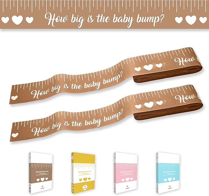 Party Hearty Funny Baby Shower Games for Girl or Boy Activities, 2 Rolls, 2 inches x 150 feet, Kraft Tummy Measure, Fun & Easy Idea