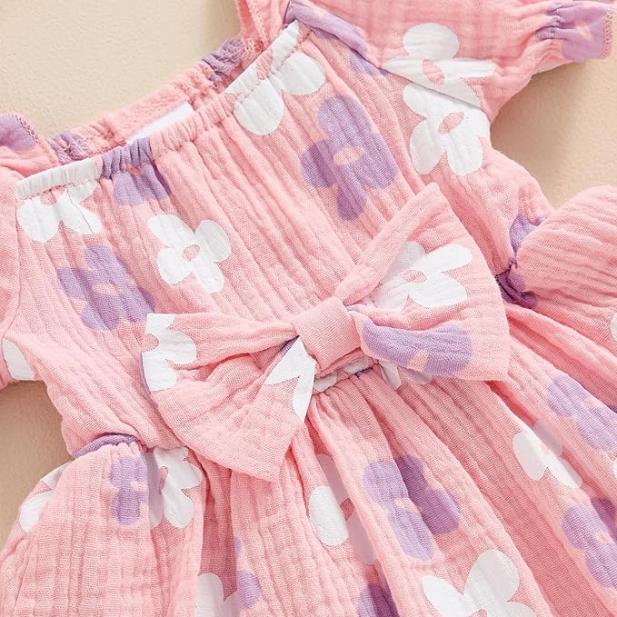 Baby Girls Floral Cotton Leotard Romper Newborn Daisy Playsuits Ruffled Sleeve Onesie Infant Jumpsuit Clothes Headband
