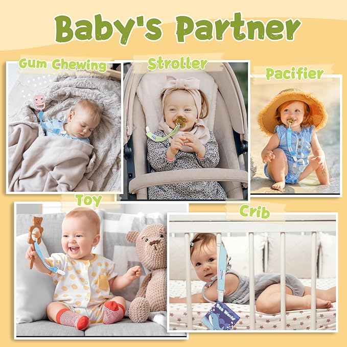 Babygoal Floral Pacifier Clips, 6 Pack Binky Paci Holder Clips and Leash for Boys and Girls Fits for Most Pacifier, Binkie Styles & Baby Teethers & Toys and Gift 6PS31